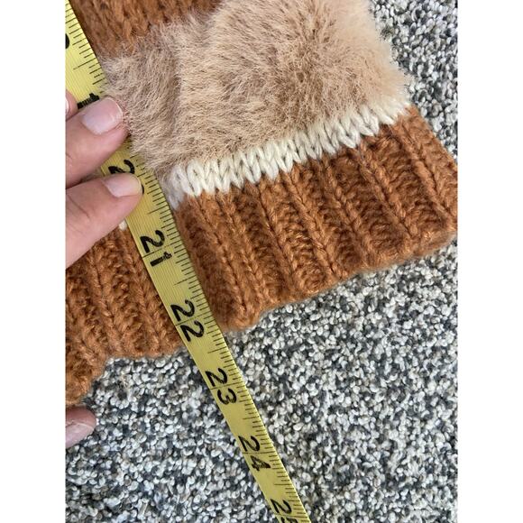 Women's Stripe Open Front Cardigan Small Cable Knit Fuzzy Boho Costal Cozy - Picture 7 of 8